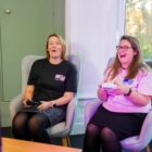 Leeds Mind staff Andrea and Myriam enjoy gaming for Get Together Through Gaming